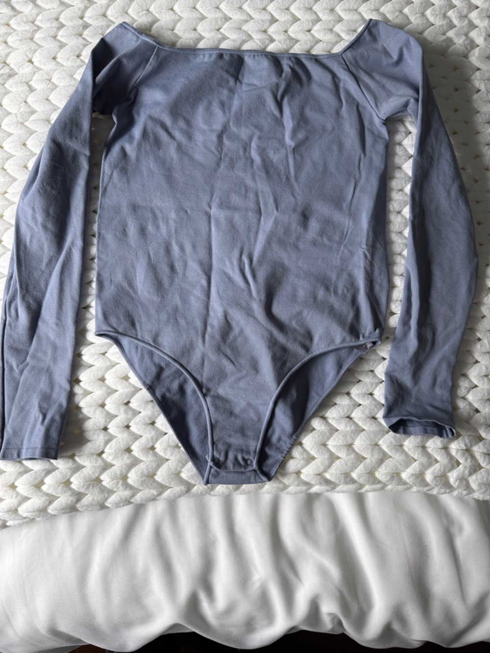 SKIMS  Long-Sleeve One-Piece Bodysuit in Dusty Blue